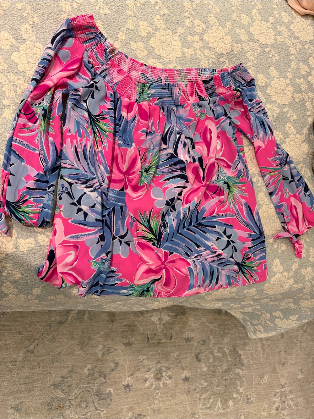 Lily Pulitzer Floral Off-Shoulder Shirt